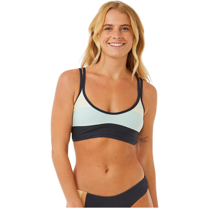 2024 Rip Curl Mujer Block Party Crop Top Empalmado 0DXWSW - Navy